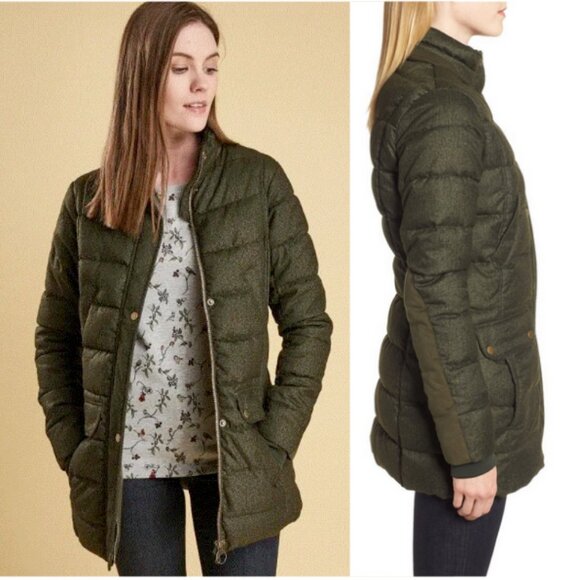 BARBOUR Goldfinch Quilted Padded Jacket Elbow Patch in Olive Size US 6 - Picture 2 of 15
